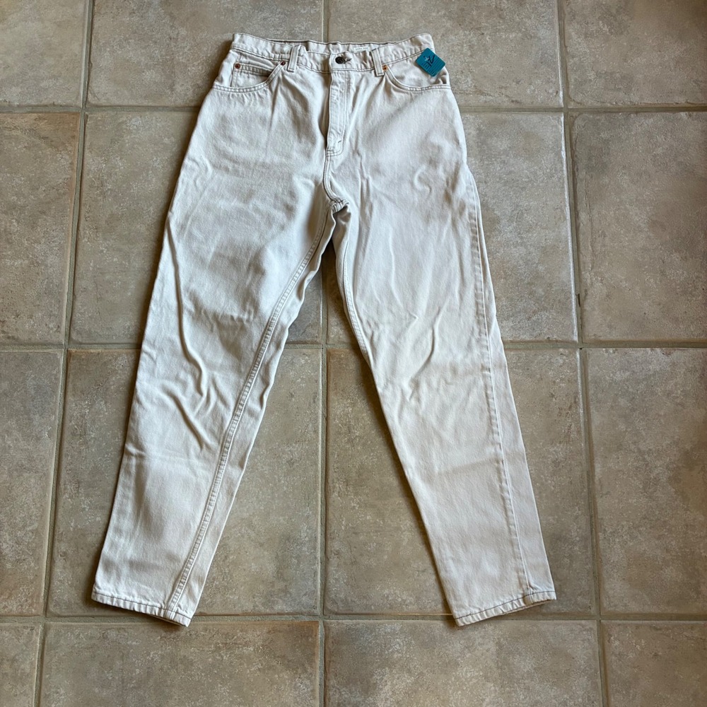 Levi's 951 Relaxed Tapered Jeans Womens 12 Med Orange Tab Off-White Vintage USA
